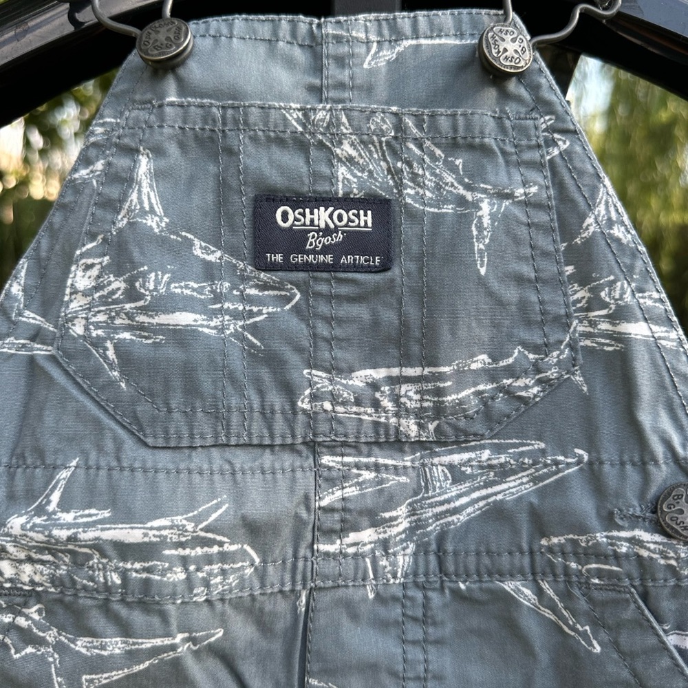 Oshkosh B’gosh- Shark Print Short Overalls- Multiple Sizes! - Picture 2 of 5